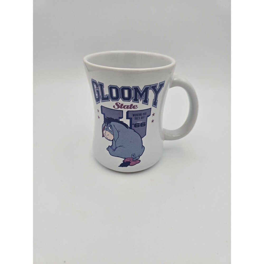 Vintage Disney Store Eeyore Gloomy State U Coffee Mug Winnie the Pooh Rare